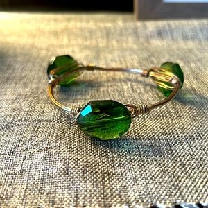 Green crystal stone bangle bracelet.